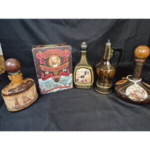 Vintage Jim "JAMES" Beam Whiskey Decanter Empty , Screw Top Lid, JACK DANIELS